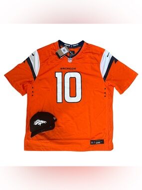 Nike NFL Denver Broncos Bo Nix Game Jersey & Hat Bundle Orange New XXL